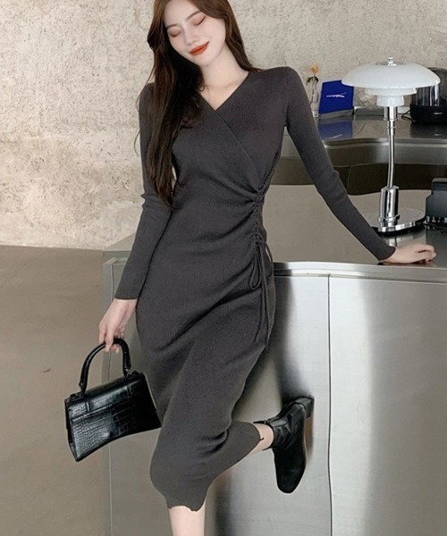 「Miniministore」 ニットワンピース フリー チャコールグレー レディース_画像3