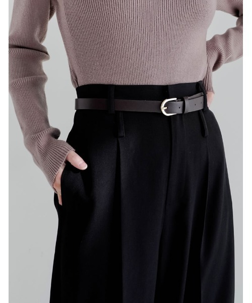 スラックス パンツ 「低身長/高身長サイズ有」ツイルダブルベルトループワイドパンツ レディース | Re:EDIT | 07