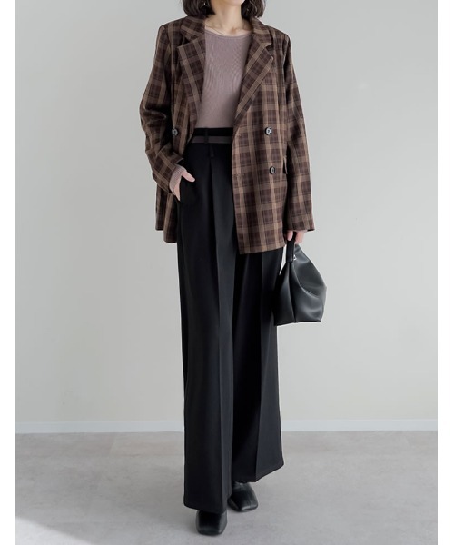 スラックス パンツ 「低身長/高身長サイズ有」ツイルダブルベルトループワイドパンツ レディース | Re:EDIT | 06