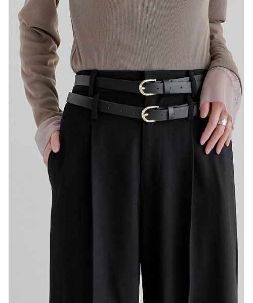 スラックス パンツ 「低身長/高身長サイズ有」ツイルダブルベルトループワイドパンツ レディース | Re:EDIT | 11
