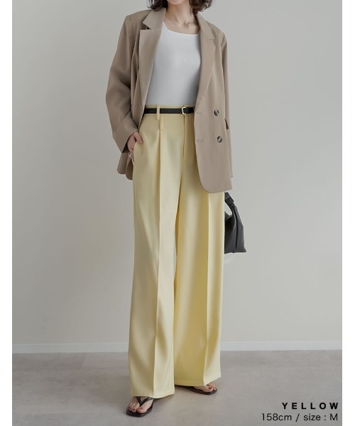 スラックス パンツ 「低身長/高身長サイズ有」ツイルダブルベルトループワイドパンツ レディース | Re:EDIT | 19