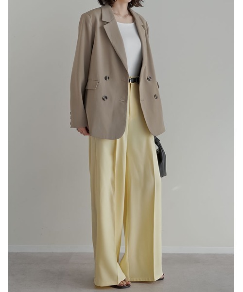 スラックス パンツ 「低身長/高身長サイズ有」ツイルダブルベルトループワイドパンツ レディース | Re:EDIT | 20