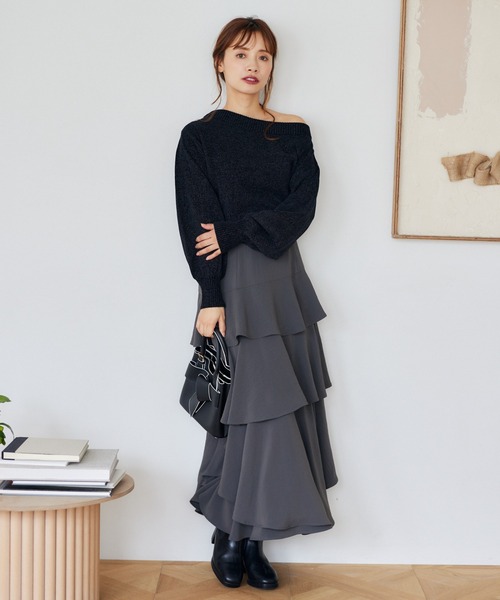 「mysty woman」 長袖ニット FREE ライトブルー レディース_画像2