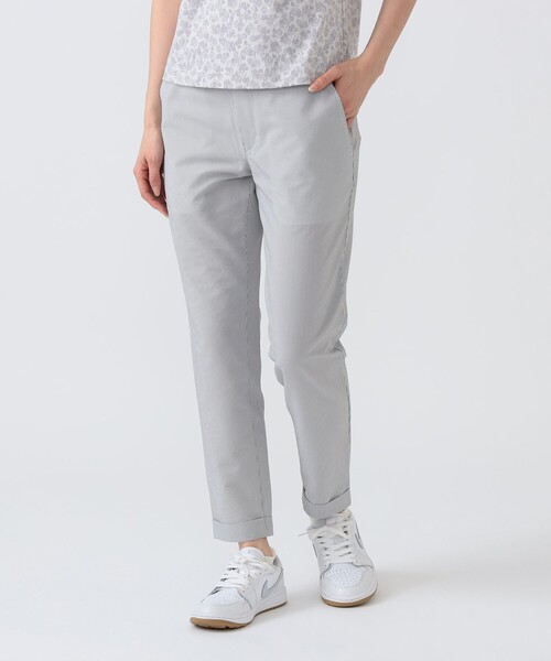 パンツ PURPLE LABEL / 裾ダブル ストライプ柄 ストレッチ パンツ レディース