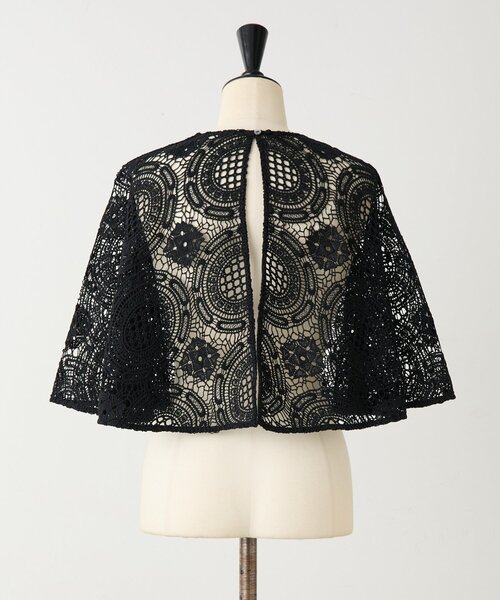 BEARDSLEY ポンチョ　黒 BEARDSLEY（ビアズリー） ポンチョ Bigモチーフレースポンチョ