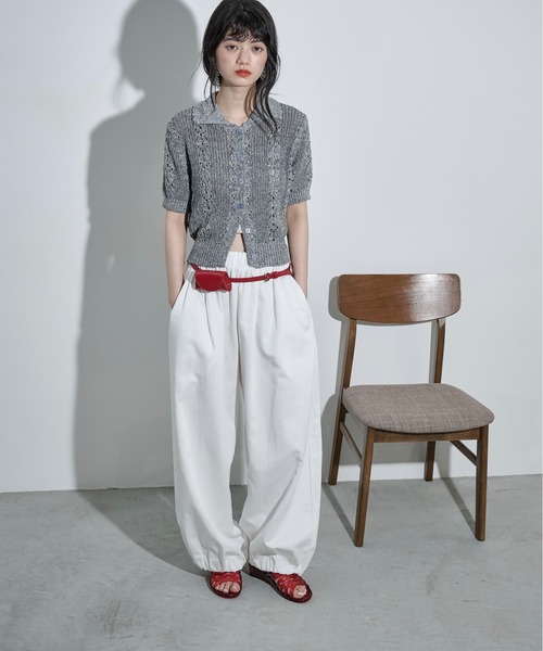 THE Yon パンツ バルーンヘムイージーワイドバレルパンツ レディース