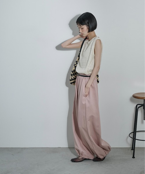 ワイドパンツ パンツ バルーンヘムイージーワイドバレルパンツ レディースの画像