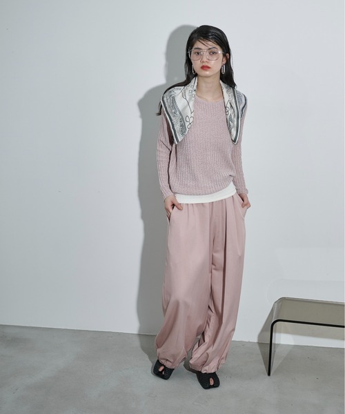 ワイドパンツ パンツ バルーンヘムイージーワイドバレルパンツ レディースの画像