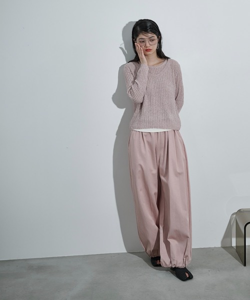 ワイドパンツ パンツ バルーンヘムイージーワイドバレルパンツ レディースの画像