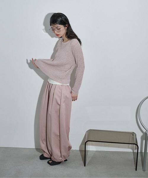 ワイドパンツ パンツ バルーンヘムイージーワイドバレルパンツ レディースの画像