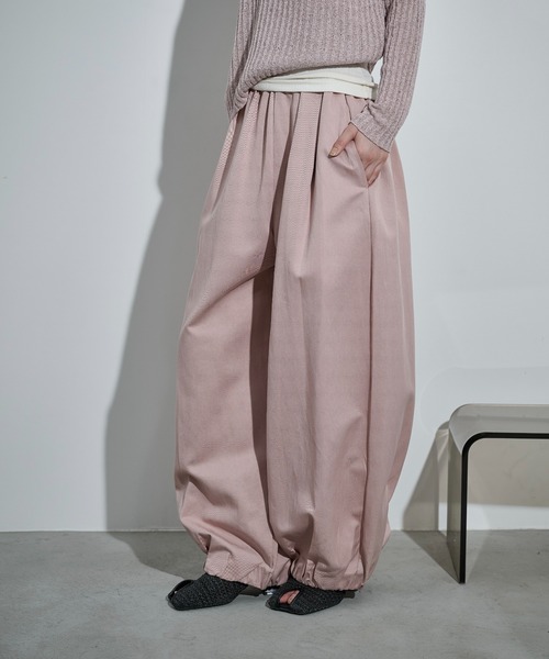 ワイドパンツ パンツ バルーンヘムイージーワイドバレルパンツ レディースの画像