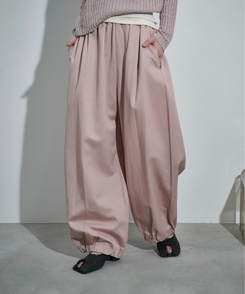 ワイドパンツ パンツ バルーンヘムイージーワイドバレルパンツ レディースの画像