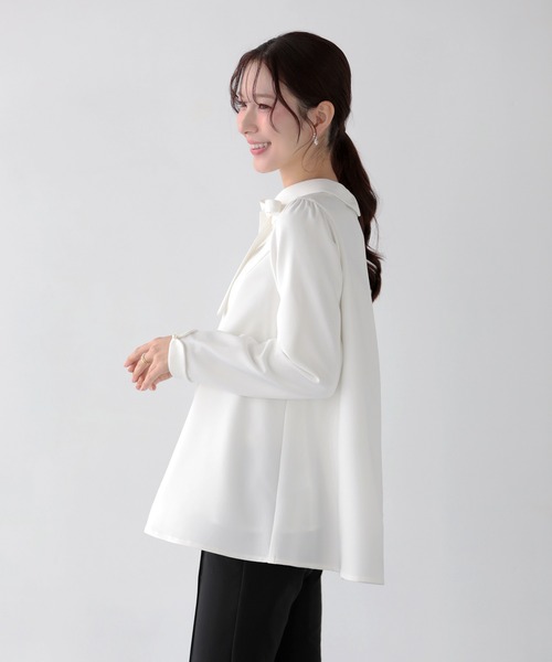 Fit more（フィットモア） ブラウス シャツ リボンタイAラインタック 