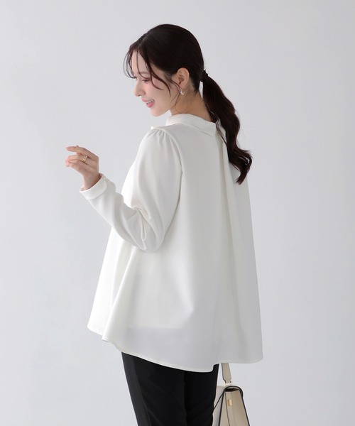Fit more（フィットモア） ブラウス シャツ リボンタイAラインタック 