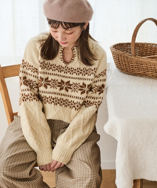 「Crisp」 長袖ニット FREE グリーン レディース_画像4