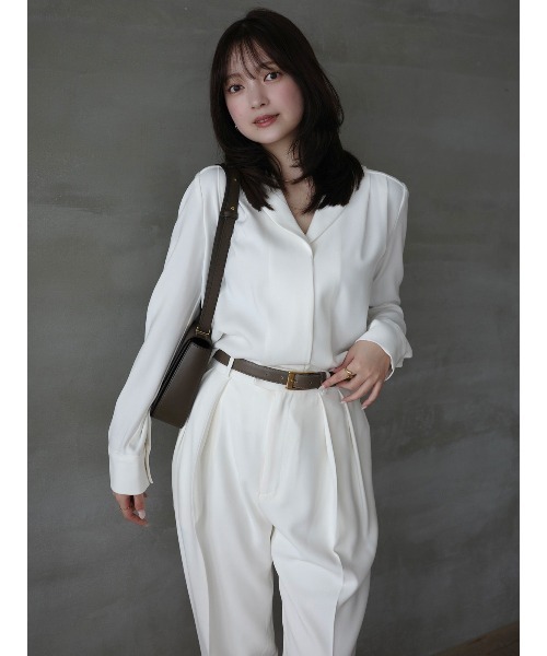 anuans（アニュアンス） ブラウス シャツ ダブルサテンショールカラー