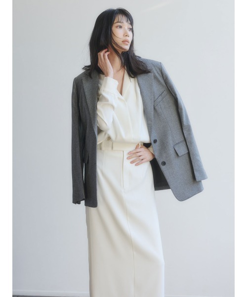 anuans（アニュアンス） ブラウス シャツ ダブルサテンショールカラー