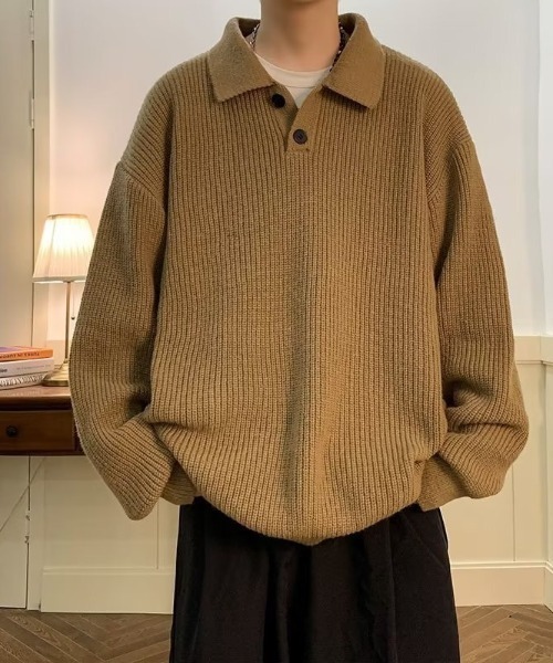 「B.R.U」 長袖ポロシャツ FREE ブラウン メンズ_画像2