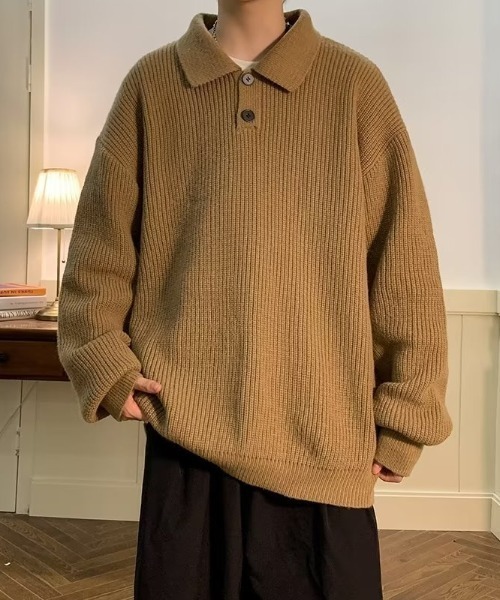 「B.R.U」 長袖ポロシャツ FREE ブラウン メンズ_画像5