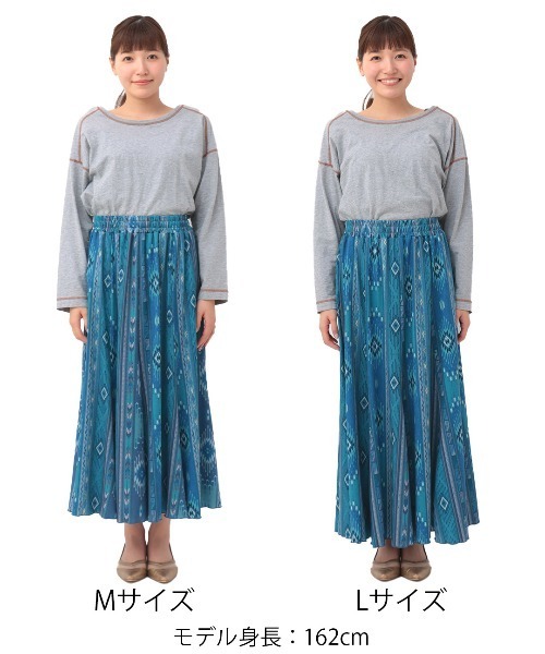 「チチカカ」 フレアスカート LARGE ブルー レディース_画像3