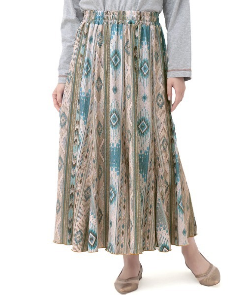 「チチカカ」 フレアスカート LARGE ブルー レディース_画像4