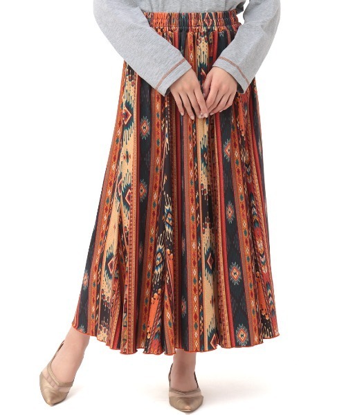 「チチカカ」 フレアスカート LARGE ブルー レディース_画像6