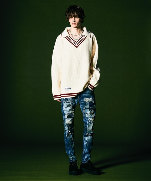 「glamb」 長袖ニット M ホワイト メンズの画像