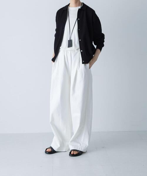 ワイドパンツ パンツ ホワイトデニムワイドパンツ レディースの画像