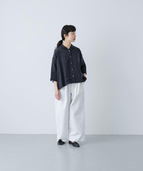 ワイドパンツ パンツ ホワイトデニムワイドパンツ レディースの画像