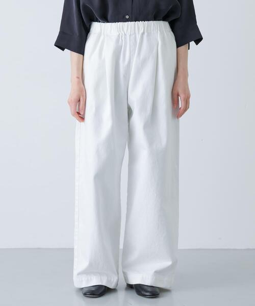 ワイドパンツ パンツ ホワイトデニムワイドパンツ レディースの画像
