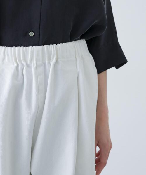 ワイドパンツ パンツ ホワイトデニムワイドパンツ レディースの画像