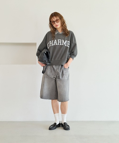 ブラウス シャツ 2WAYデニム半袖シャツ レディースの画像