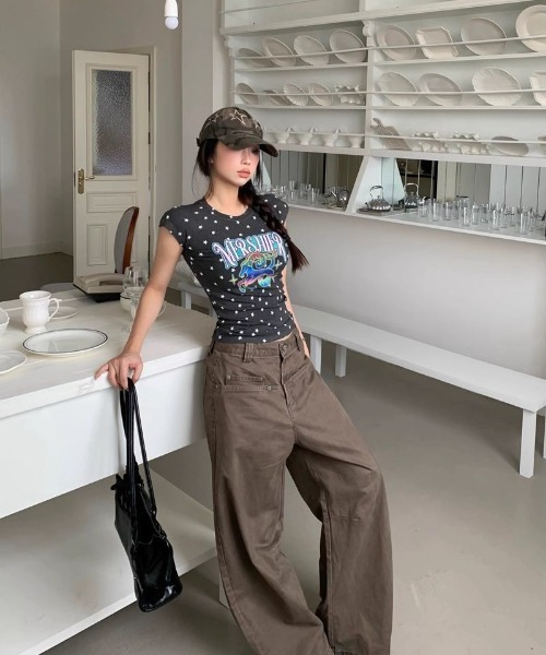 tシャツ 半袖 Y2K スター ビンテージ風フィット T シャツ レディース