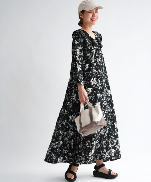 「JOURNAL STANDARD relume」 7分袖ワンピース FREE ブラック レディースの画像