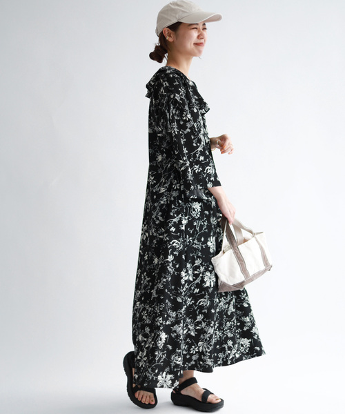 「JOURNAL STANDARD relume」 7分袖ワンピース FREE ブラック レディースの画像