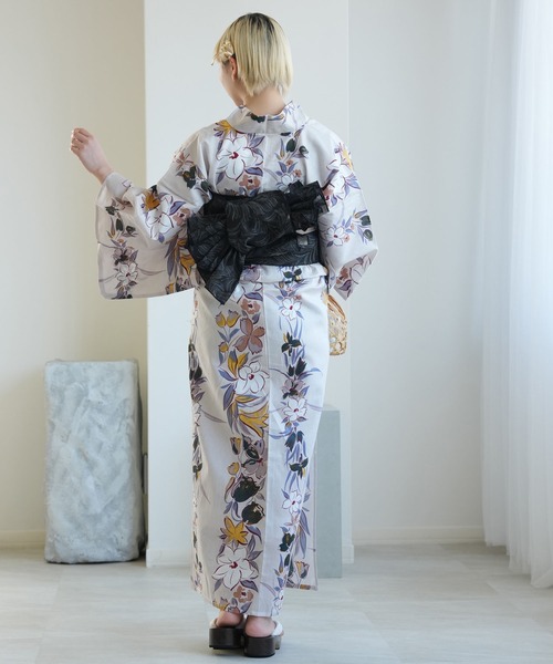 新品　utatane ウタタネ　浴衣 帯　グレーに百合片寄せ　2点セット utatane 浴衣 浴衣 単品 からしの百合片寄せ レディース : ZOZOTOWN