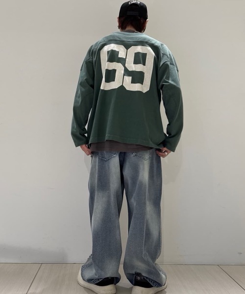 ワイドパンツ ジーンズ FR(13)NDS/フレンズ/LINE STONE BUGGY DENIM メンズ レディースの画像