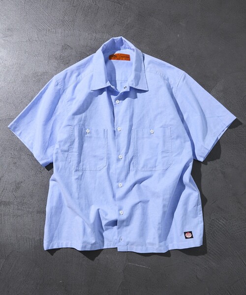 「RED KAP」 「FREAK’S STORE」半袖シャツ「RED KAPコラボ」 MEDIUM サックスブルー メンズ_画像2