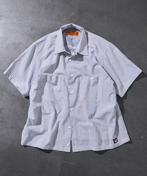 「RED KAP」 「FREAK’S STORE」半袖シャツ「RED KAPコラボ」 MEDIUM サックスブルー メンズ_画像8