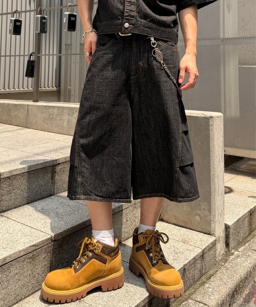 ADAMASTE ジーンズ Western 3panel Buggy Denim Short - ウエスタン3