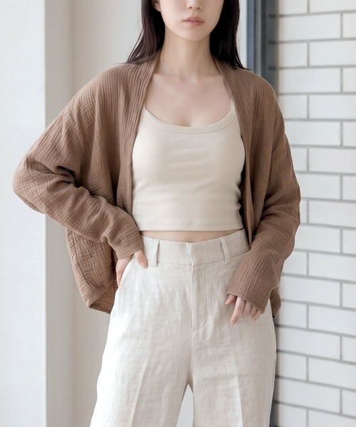 LUMIRA カーディガン uvカット 2重ガーゼ ボレロカーディガン
