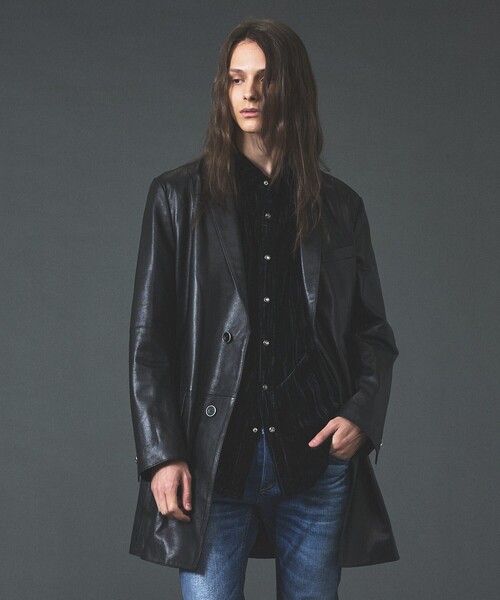 5351 POUR LES HOMMES 革ジャン ライダース レザー ハーフコート
