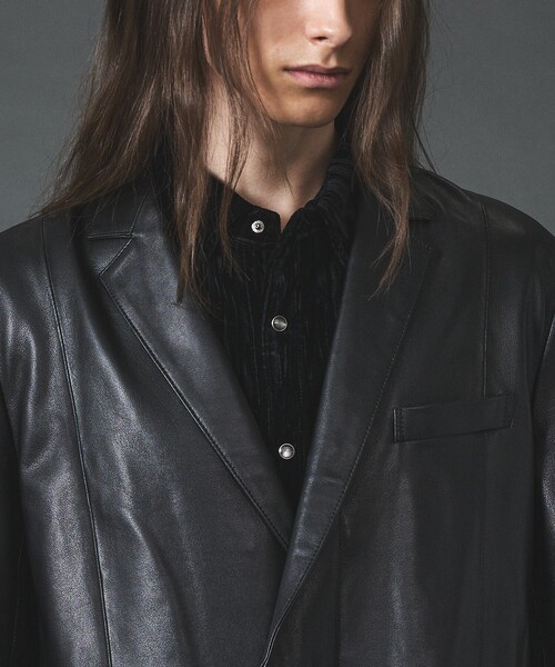 5351 POUR LES HOMMES 革ジャン ライダース レザー ハーフコート