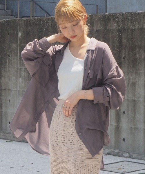 ブラウス シャツ シアービッグシャツ レディース tiptop ブラウス シャツ 「ZOZO限定アイテム」シアーBIGシャツ