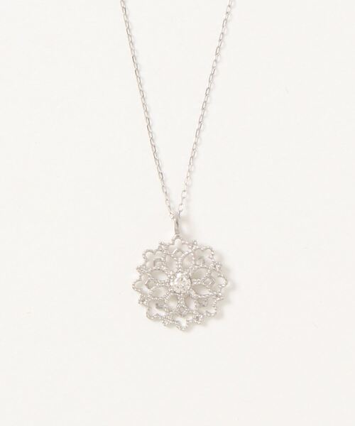 con affetto ネックレス Pt950ダイヤフラワーネックレス レディース