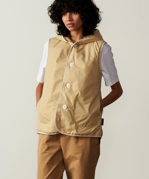 ベスト COTTON HOODED GILET / コットン フーデッドジレ