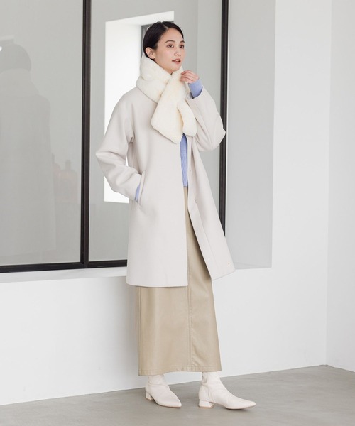 LAKOLE（ラコレ） ノーカラーコート コート ウーリーテックノーカラー