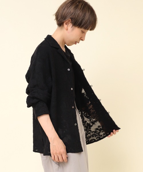 ブラウス シャツ B2803 レースシャツ レディース antiqua ブラウス シャツ メッシュレーストップス レディース
