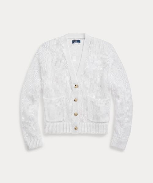 美品 現行品 ポロ ラルフローレン リネンブレンド カーディガン S JP:M POLO RALPH LAUREN カーディガン リネンブレンド Vネック