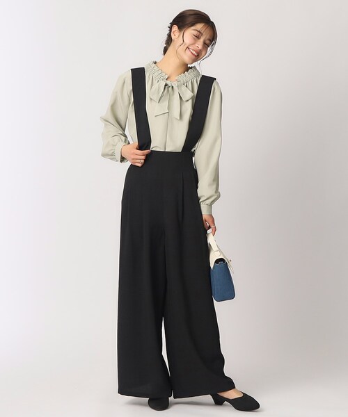 DRESKIP パンツ 「2WAY」麻調サス付きワイドパンツ レディース